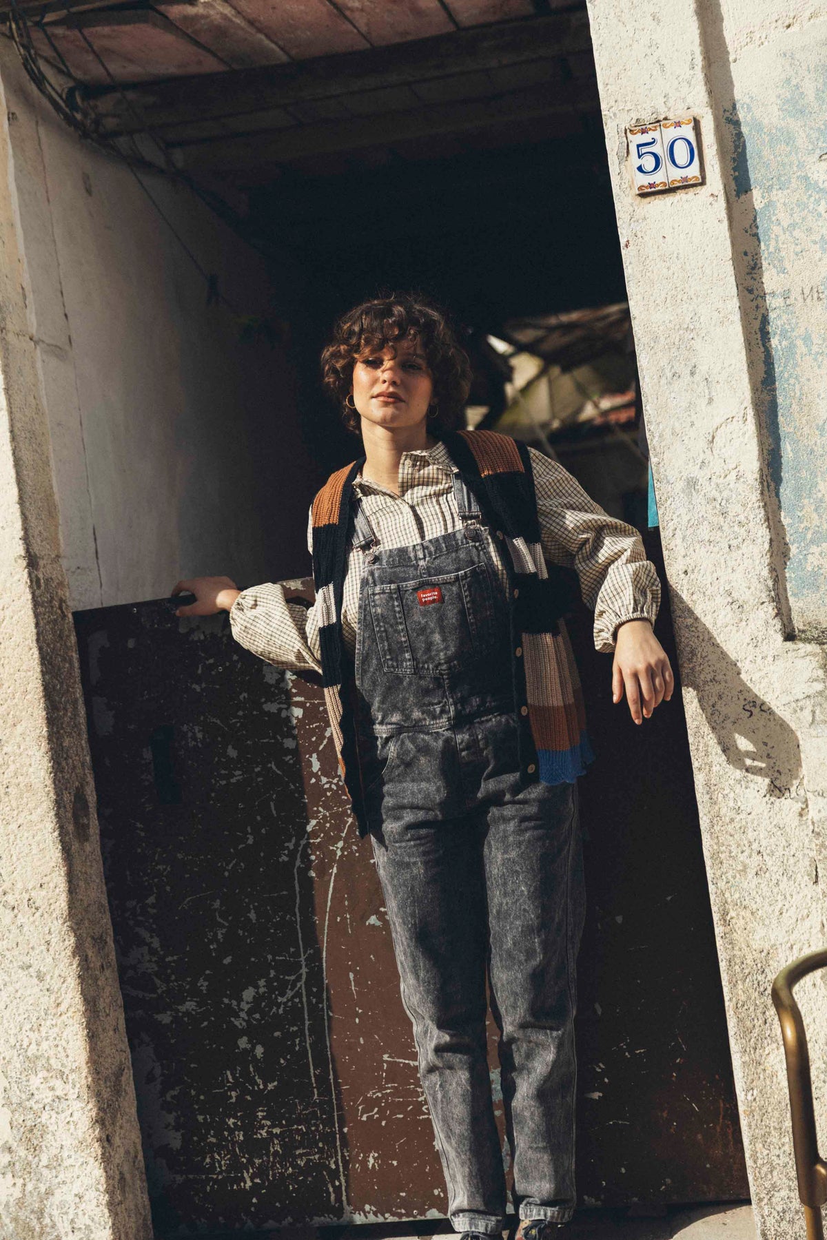 Bus Stop Overalls Woman
